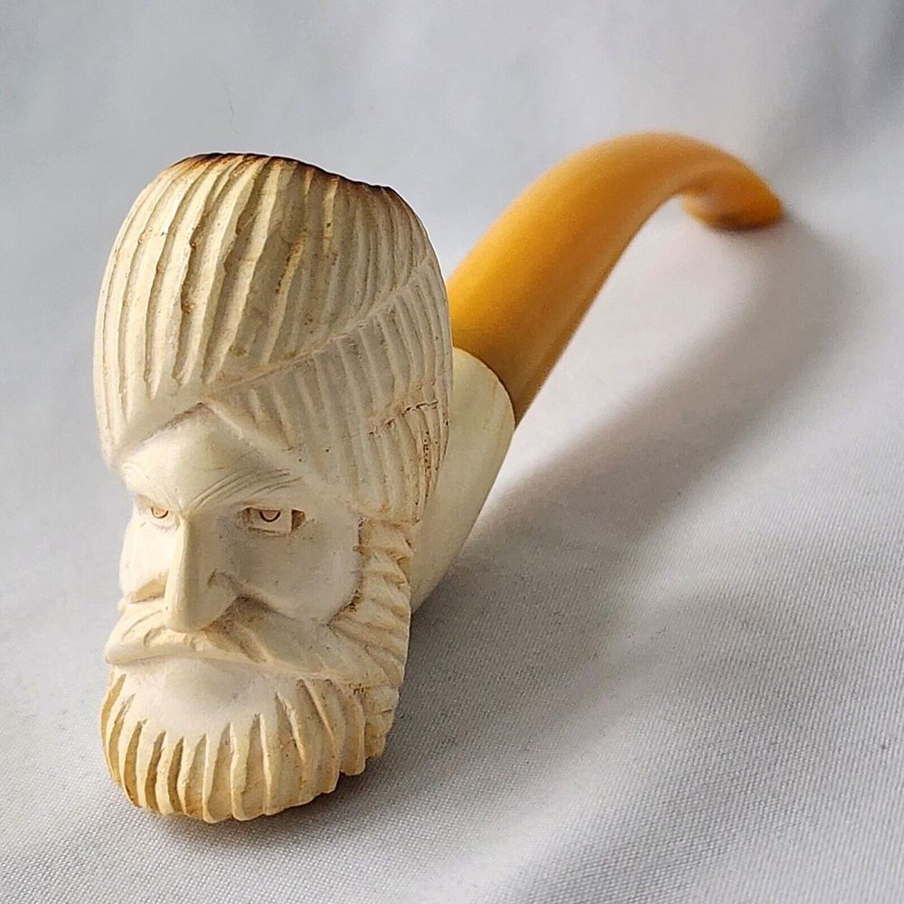 Meerschaum Block‎ Pipe by Ekrem Koncak Turkish Master Carver Antique Turkish Man